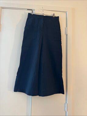 Wide Navy Culottes with Front Patch Pockets